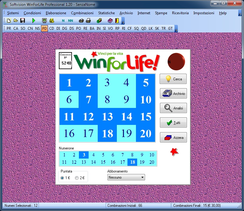 Programma per sistemi al gioco del WinForLife